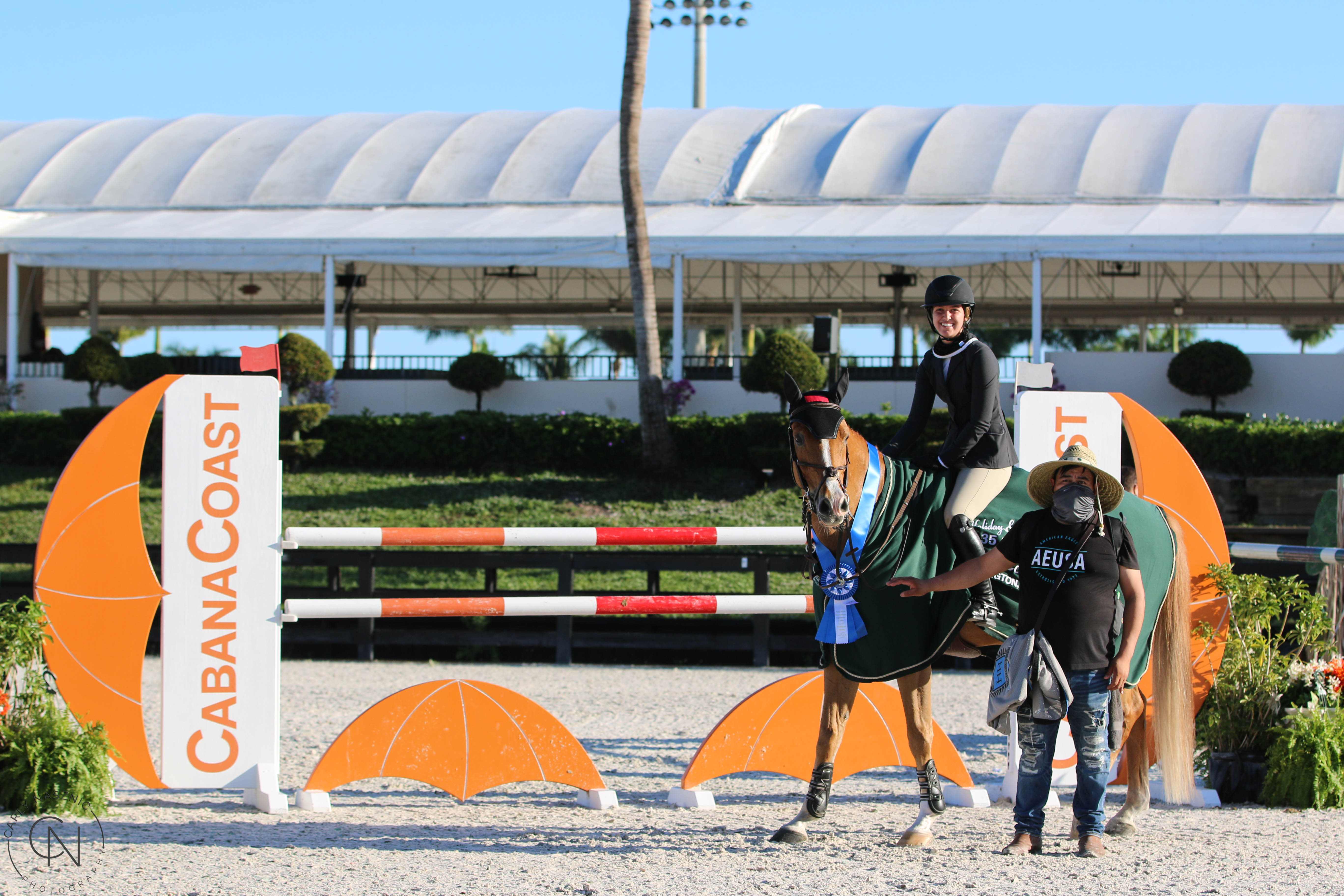 Annie Bolling and Mykonos SCF rode to victory in the $2,550 1.35m Jumper Speed Stake, presented by Cabana Coast ©Carly Nasznic Photography