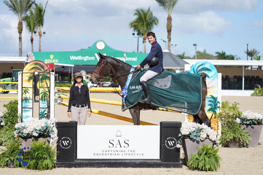 Luis Fernando Larrazabal and Baroness won the $5,000 SAS Equestrian 1.35m Open Stake. ©Anne Gittins Photography