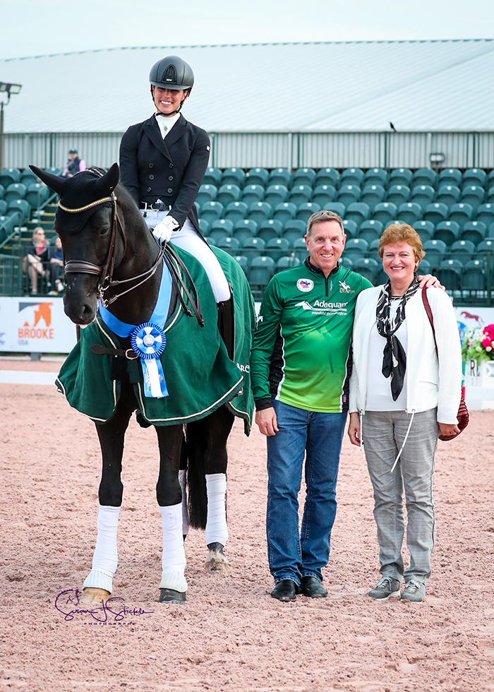 The breeding stallion Bon Coeur 1389 records 72.882% for FEI Prix St. Georges CDI1* victory under Sweden's Caroline Darcourt. ©️Susan Stickle.